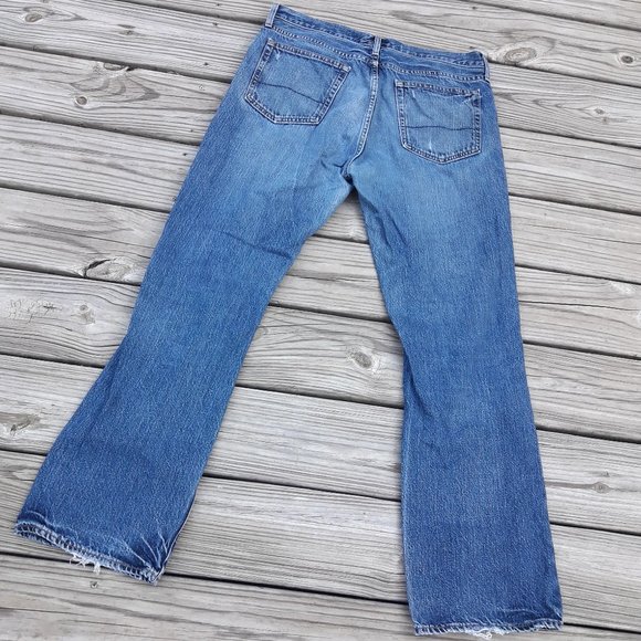 Vintage Jeans Bootcut Handcrafted All Cotton Classic Straight Leg Blue 34W 34L - Picture 13 of 15